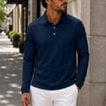 thumbnail image 6 of Hngshg Mens Tee Shirts Casual Button Up Collared Pullover Tops Dressy Long Sleeve Solid Color Golf T-Shirts, 6 of 7