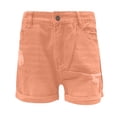 thumbnail image 3 of Conairie Women Jean Shorts Slim Stretchy High Waisted Denim Shorts Comfort Vintage Washed Summer Trousers with Pockets Orange M, 3 of 5