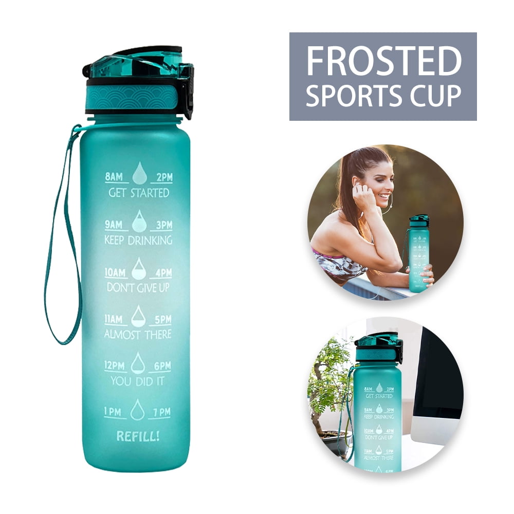 Details about   Large 32oz Motivational Drinking Straw Water bottle Time Maker Sports Leakproof 