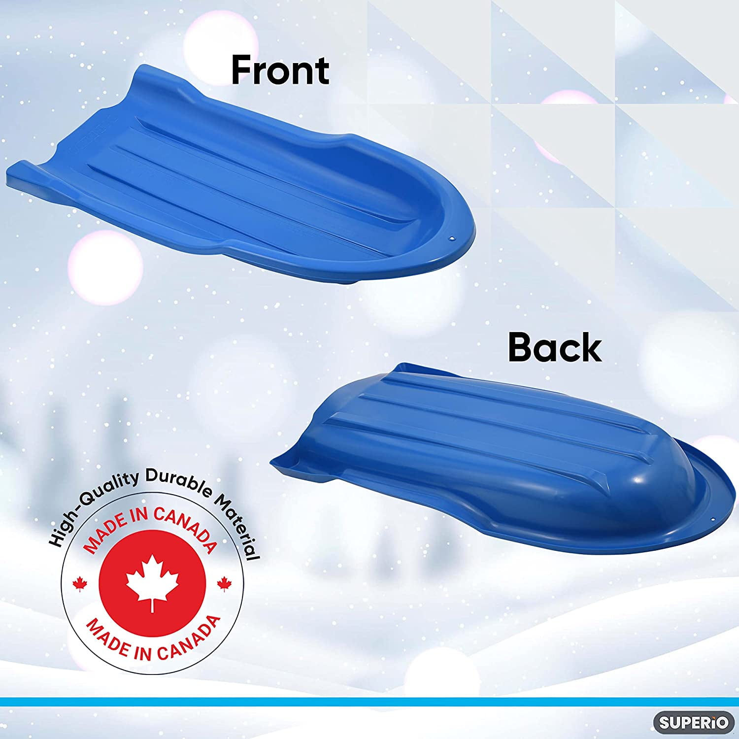 Superio 48" Toboggan Snow Sled For Kids, Durable Plastic Slider