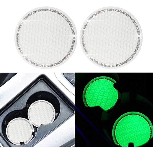 2PCS Car Cup Coaster Universal Vehicle Bling Travel Auto Cup Holder Bling Car Accessories 2.75 inch,Rhinestone Anti Slip Insert Coaster for Most Car Interior(Pink)