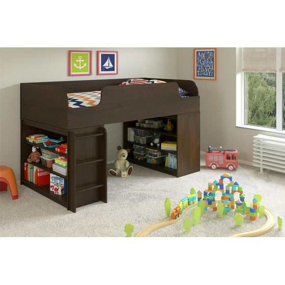 Ameriwood Home Elements Loft Bed With 2 Bookcases Dark Cherry Ameriwood Home Elements Loft Bed With 2 Bookcases Dark Cherry Com