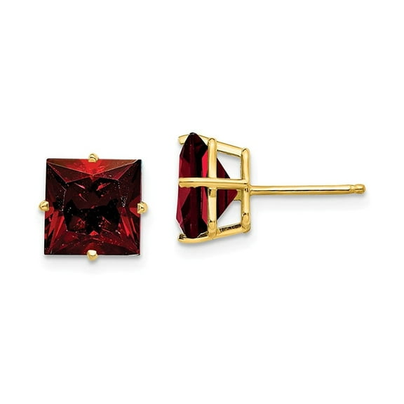 Paris Jewelry 14k Yellow Gold 3 Ct Princess Cut Created Garnet Stud Earrings Plated
