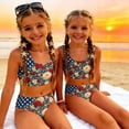 thumbnail image 4 of 4th of July Girls Swimsuit Size 6-7 Two Piece Sets Bikinis Beach Vacation Bathing Suits Summer American Flag Floral Print Girls Clothes Kids Bikini Swim Suit Swimwear Multicolor 1-2 Years, 4 of 8