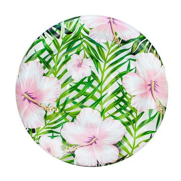 PoolCandy Inflatable Pool Island Circular Float Tropical Hibiscus Flowers 60 in