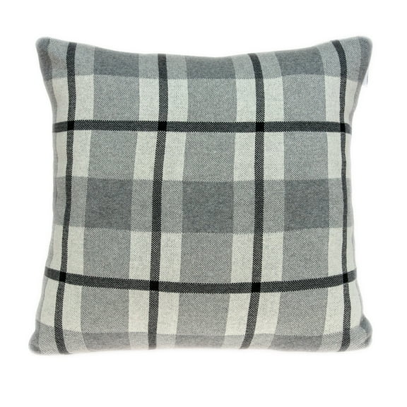 Nassau Collection Tartan Square Throw Pillow - 20" - Gray and Black