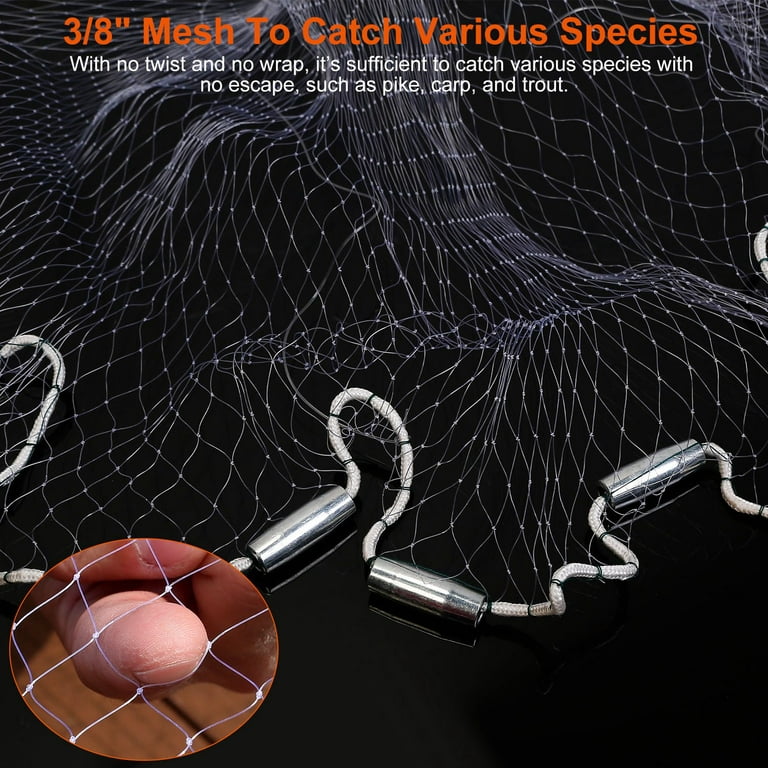 Fishing Cast Net Heavy Duty 3/8inch Mesh Radius 4ft Bait Trap Fish Throw Nets, Size: Radius:4FT/120CM, White