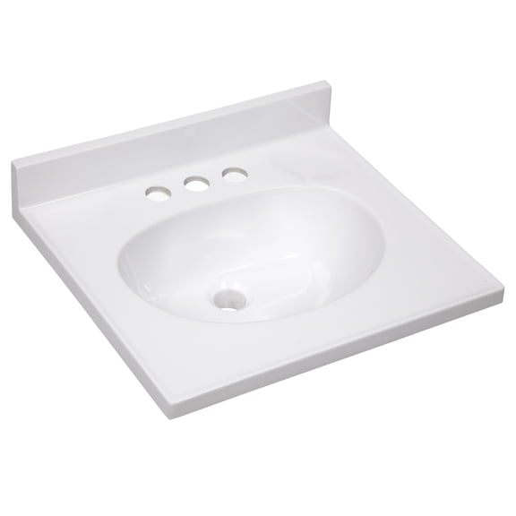 Pemberly Row 19" Cultured Marble Single Bowl Vanity Top in Solid White