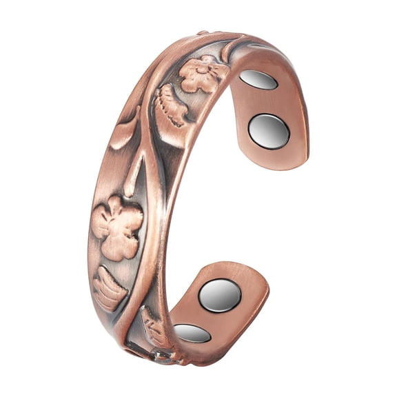Metaljc Magnetic Pure Copper Cuff Ring for Women, 3500 Gauss Magnet, Adjustable Fashion Jewelry Gift