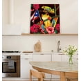 thumbnail image 6 of Canvas Print Wall Art for Bathroom Kitchen Wall Decor Frog in Flower Puerto Rico Flag Picture Painting Contemporary Artwork Stretched and Framed for Bedroom 16x16in, 6 of 6
