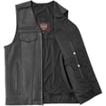 thumbnail image 4 of First Mfg Co - Badlands - Men's Motorcycle Biker Riding Black Leather Vest - 4X Large, 4 of 5