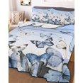 thumbnail image 3 of Quilts Queen Size, Blue Butterflies Soft Comforter Bedding Set for Bed, Elegant Pastoral Watercolor Lightweight Quilted Bedspread with Pillow Cover(2 Pieces) for All Season, 90x96 Inch, 3 of 6