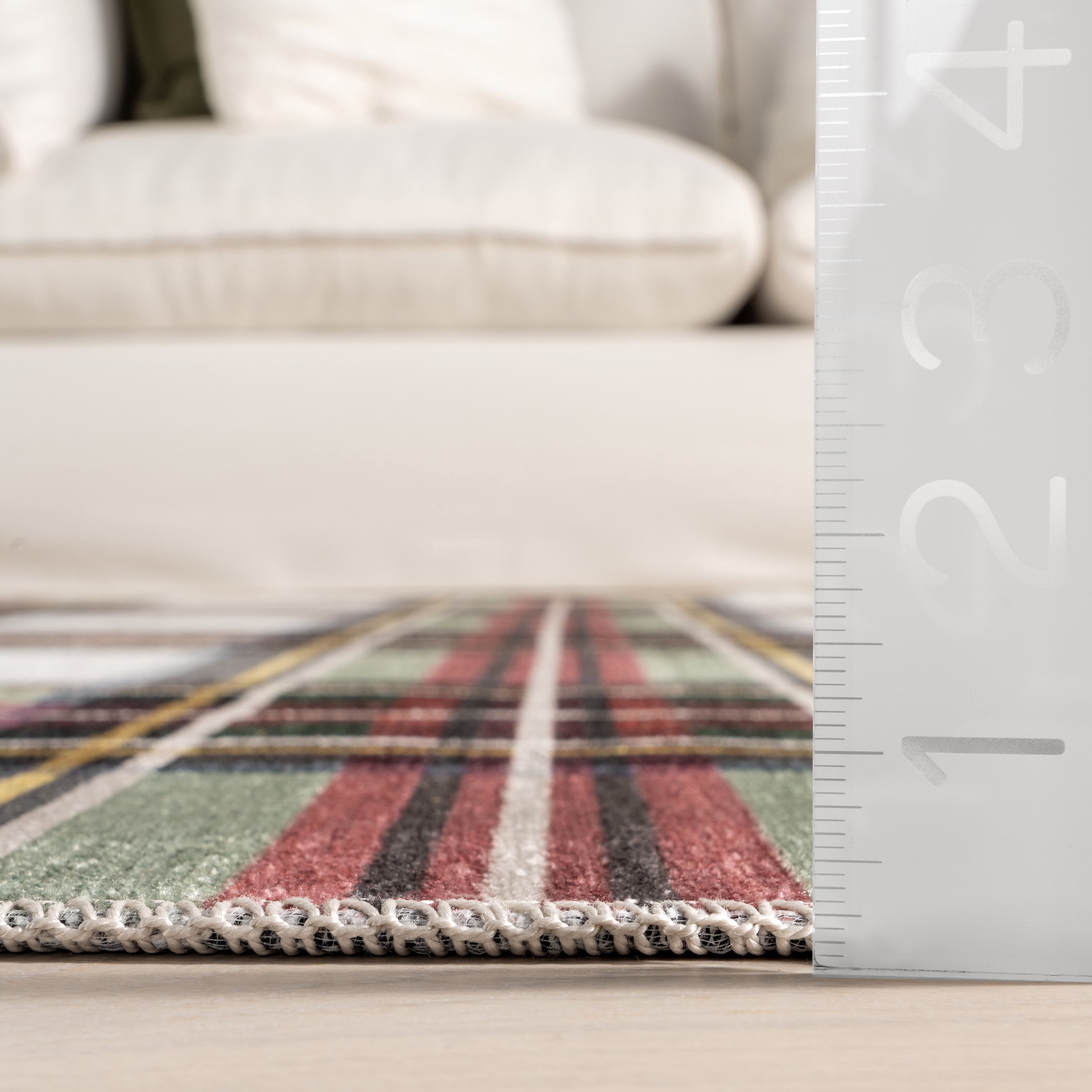 nuLOOM Analisse Stewart Plaid Machine Washable Area Rug, 4' x 6', Red