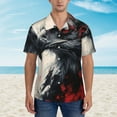 thumbnail image 2 of Sikiie Red Black Ink Style Bald Eagle Print Men's Hawaiian Shirt, Summer Beach Button Pocket Short Sleeve T-Shirt,Large, 2 of 7