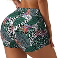 thumbnail image 2 of Fotbe Tropical Leaves Seamless Shorts, Womens Workout Shorts High Waist Stretch Booty Short for Gym/Yoga/Running/Biking-Large, 2 of 9