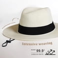 thumbnail image 2 of Womens Mens Wide Brim Straw Panama Hat Fedora Summer Beach Sun Hat UPF Straw Hat for Women, 2 of 5
