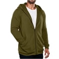 thumbnail image 2 of qafoshin Full-Zip Hoodies for Men Casual Trendy Solid Color Long Sleeve Loose Fit Fall Sweatshirt Jackets with Pockets, 2 of 7