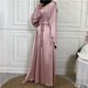 thumbnail image 5 of Maxi Vestido De Mujer Musulmana Maxi vestido de mujer árabe Dubai Turquía Musulmane Satén Hijab Vestido Bata (Rosa XXL) Kuymtek para Mujer Rosa T L, 5 of 6