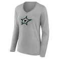 thumbnail image 2 of Women's Heather Gray Dallas Stars Primary Logo Team Long Sleeve V-Neck T-Shirt, 2 of 3