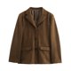 thumbnail image 3 of Otoño Invierno ropa de calle para mujer chaqueta Blazer traje de un solo pecho abrigo para mujer manga larga cuello de solapa trabajo Oficina exterior, 3 of 5
