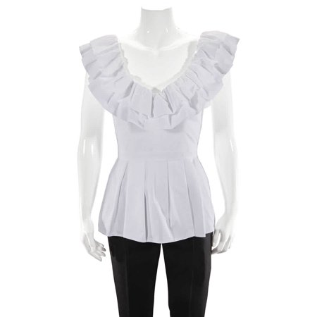 Alexander McQueen Ladies White Ruffle Peplum Blouse, Brand Size 40
