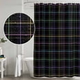 thumbnail image 5 of Black Geometric Shower Curtain, Waterproof Shower Curtains for Bathroom, Vintage Grid Plaid Colorful Lines Washable Fabric Bathtub Curtain Set Bath Decor with 12 Hooks Stall 36"x72", 5 of 8