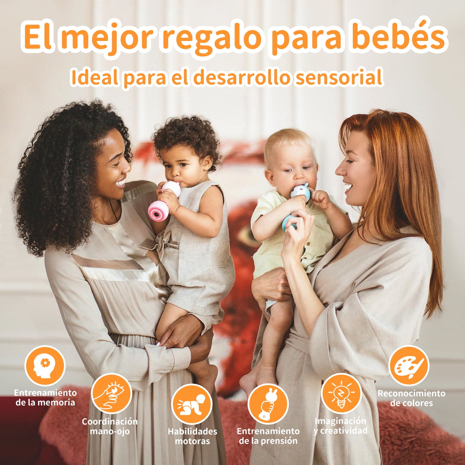 alilo Sonajero Para Bebés 0-12 Meses, Baby Rattle Con Luz, 66 Sonidos, 15 Canciones, 13 Cuentos, 5 Canciones De Cuna, Ruido Blanco, Reconocimiento De Color