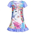 thumbnail image 2 of Jurebecia Girls Nightgowns Unicorn Sleepwear Night Sleep Dress Flutter Sleeve Pajamas Little Kids Toddler Soft Nightgown Purple 120 cm 4-5 Years, 2 of 9