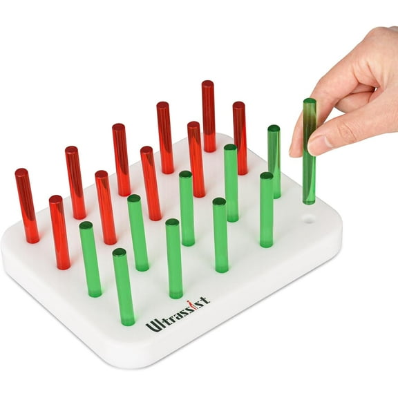 Eztrain 20 Hole Peg Test for Occupational Therapy, Acrylic Pegs Board for Fine Motor Skills, Finger Dexterity Test