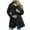 Black, variant on Dyfzdhu Trench Coats for Women Hooded Drawstring Waist Zipper Rain Jacket Long Sleeve Windbreaker Black L