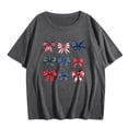 thumbnail image 4 of Mifsaly 4Th of July Cotton T-Shirts Women Red White and Blue Bows Graphic Patriotic Tees Crewneck Short Sleeve Independence Day Summer Top XXL, 4 of 4