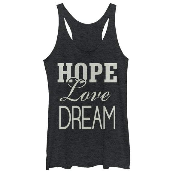 Women's CHIN UP Hope Love Dream  Racerback Tank Top Black Heather 2X Large
