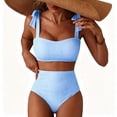 thumbnail image 2 of Delconic Women High Waist Bikini Set with Adjustable Shoulder Straps and Vertical Stripe Pattern Two Piece Swimsuit for Beach Pool, 2 of 4