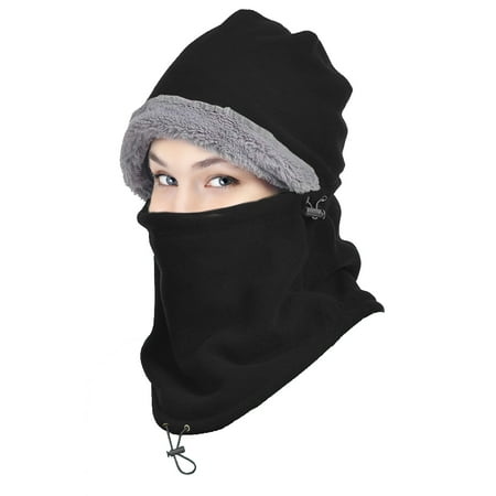 - Winter Ski Full Face Mask Cap Neck Cover Hat,iClover Outdoor Unisex Winter Fleece Hats Bicycle Ski Warm Wind Proof Face Mask Hood for Mens Women Black
