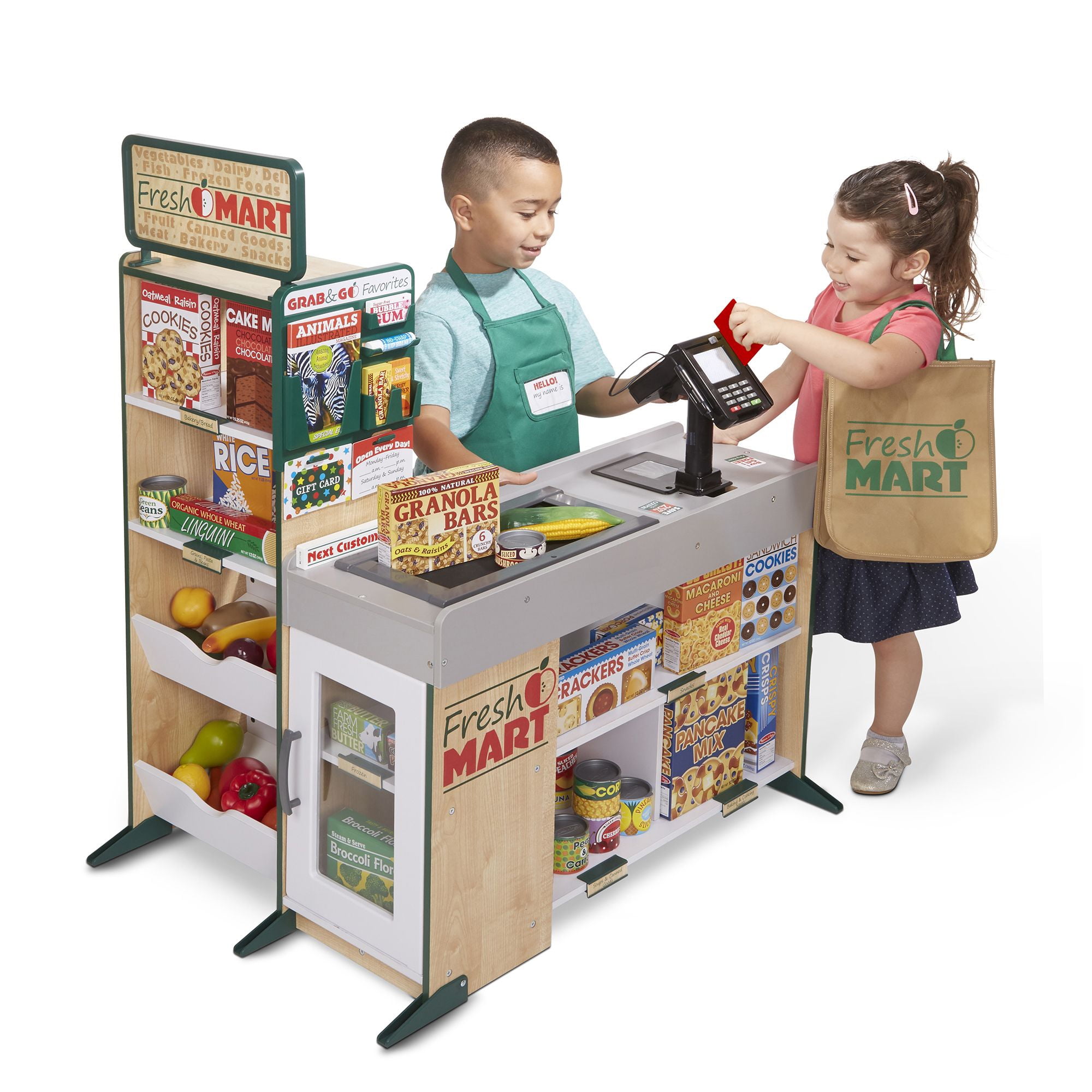 Melissa Doug Fresh Mart Grocery Store Play Food and Role Play Companion Set Walmart