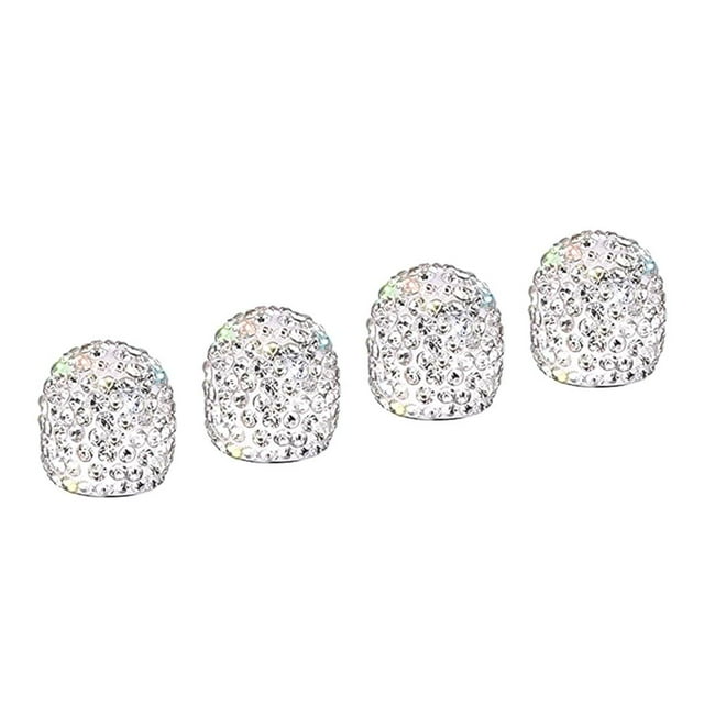 koolsoo 4 Bouchon de Valve d'Air de Roue/pneu Blanc Cristal Diamant Bling pour Voiture-Camion