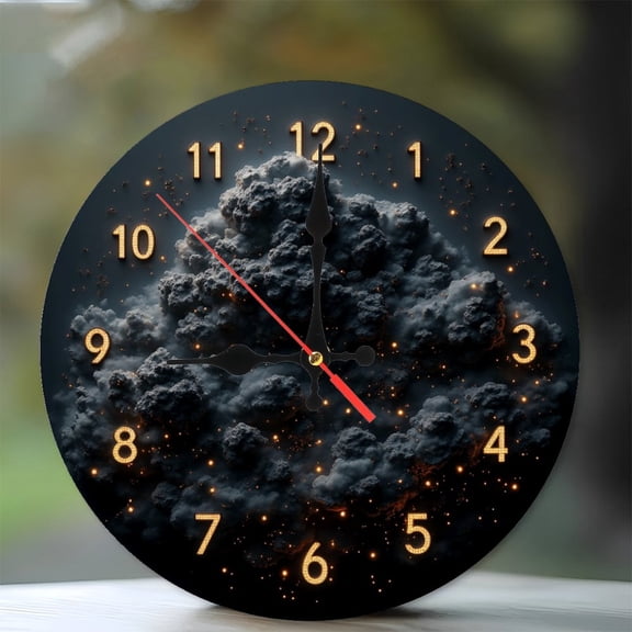 Black Cloud Wall Clock with LED Light Design 10-Inch Silent Wooden Wall Clock, Battery Operated (AA Batteries Not Included), Artistic Home Decor