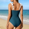 thumbnail image 3 of cocolona Womens One Piece Swimsuit Summer Solid Color V Neck Bathing Suit Holiday Vacation Beach Swimwear, 3 of 6