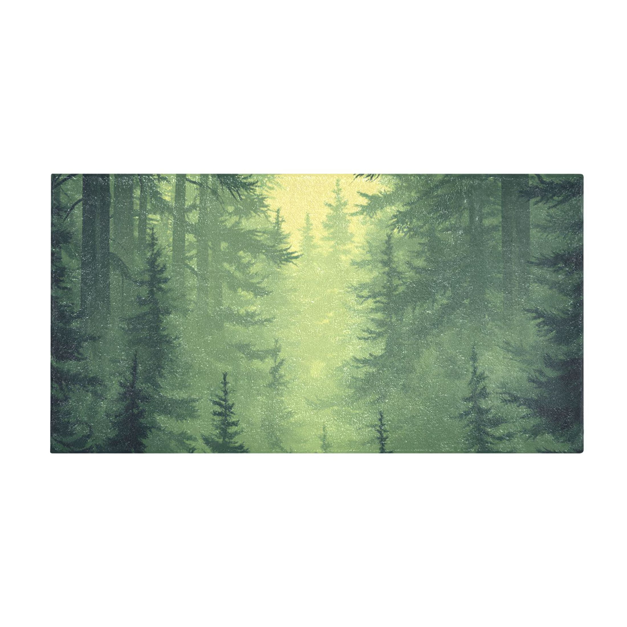 Green Forest 39x20" Bath Mat Carpet, Absorbent and Non-Slip for Kitchen or Bathroom, Quick-Drying