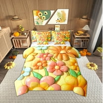 Erosebridal Kawaii 3D Floral Bedding Twin Size, Dreamy Flower Comforter Sets with Sheets, Cute Room Decor, Reversible 7pcs