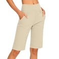thumbnail image 3 of Asxite Womens Shorts High Waisted Solid Pocketed Yoga Calf Length Stretchy Firm Summer, 3 of 4