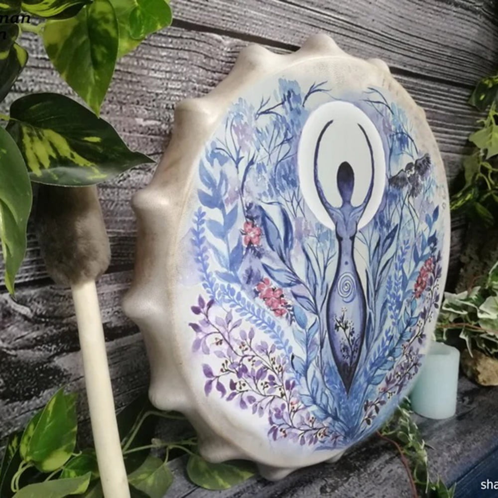 Hand Drum, Handmade Shamanic Drum Musical Percussion Instrument Colorful Wood Frame Drum with Drum Stick