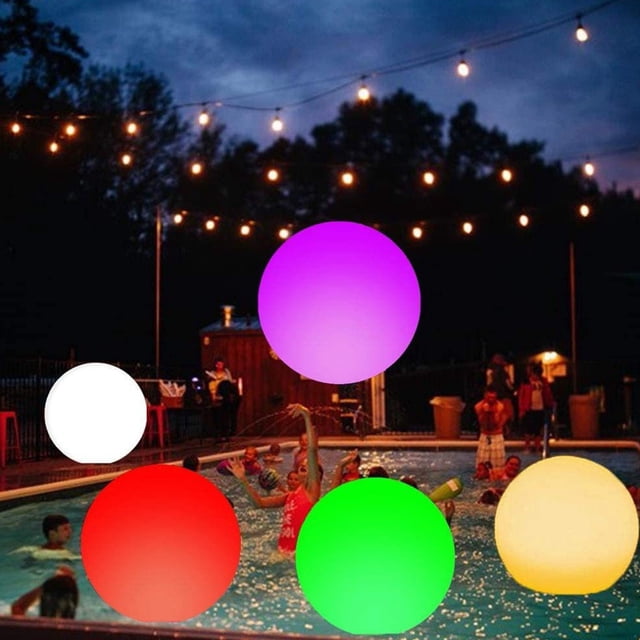 RGB Color Changing Floating Pool Light Ball, Waterproof LED Shower Bath Toy with Remote, 30cm Inflatable Decor for Beach Party Night Swimming