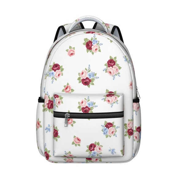 Pioneer Flower Floral Print Pattern Backpack for School, Cute School Bag with Adjustable Shoulder Straps and Padded Back, 15.3"x11"x7.1"