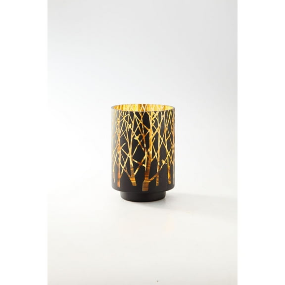 CC Home Furnishings 8.5" Brown and Amber Bird and Branches Design Handblown Glass Vase