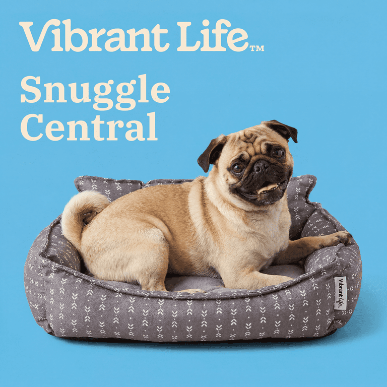 Vibrant Life Small Lounger Pet Bed, Gray, 21" x 17" photo 2