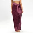 thumbnail image 3 of set of wine red one-piece swimming strapper women's tight vintage print with a wrap skirt, 3 of 5
