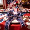 thumbnail image 7 of 1 Roll Patriotic Ribbons, 1.5" Red White Stripe Wired Edge Burlap Ribbon 4Th of July Blue Star Ribbon for Memorial Day Party Decor Gift Diy Crafts Wreaths Bow by WEIWEIGG, 7 of 7
