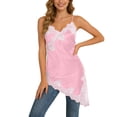 thumbnail image 2 of Lace Camisole Tops for Women Y2k V Neck Spaghetti Strap Asymmetrical Hem Cami Tank Tops Going out Tops Summer Outfits, 2 of 5