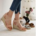 thumbnail image 5 of Womens Platform Wedge Sandals Ankle Strappy Open Toe Slingback High Heel Summer Sandals, 5 of 5